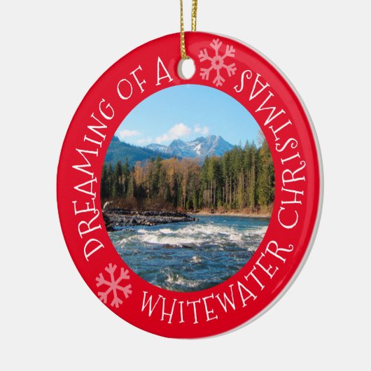 ワイルドウォーターのクリスマスの写真のオーナメントの夢を見ること セラミックオーナメント (左)