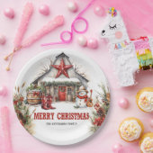 ワイルドウクラシックェストの水の色の白い納屋とホリー ペーパープレート (パーティー)