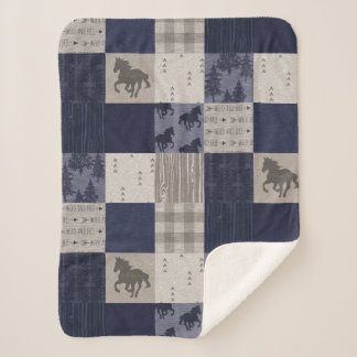 ワイルドウズシェルパブランケット – 海軍/ベージュ シェルパブランケット