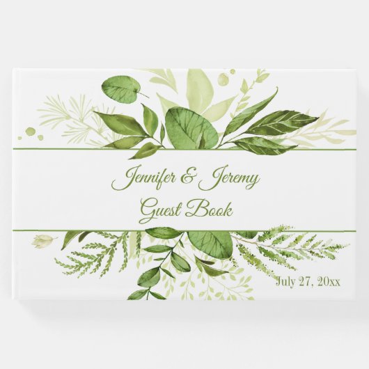 ワイルドウッズボ素朴タニカル結婚グリーン ゲストブック (正面)