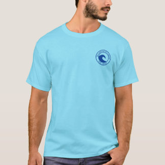 ワイルドウッドクレストブルー海ウェーブサークルデザイン Tシャツ