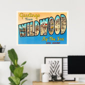 ワイルドウッドバイザシーニュージャージーNJヴィンテージポストカード ポスター (ホームオフィス)