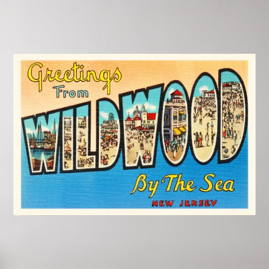 ワイルドウッドバイザシーニュージャージーNJヴィンテージポストカード ポスター (正面)
