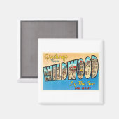 ワイルドウッドバイザシーニュージャージーNJヴィンテージポストカード マグネット (正面/裏面)