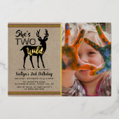 ワイルドウッドランドディアガールズ2歳実在誕生日 箔招待状 (正面)