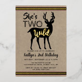 ワイルドウッドランドディアガールズ2歳実在誕生日 箔招待状 (正面)