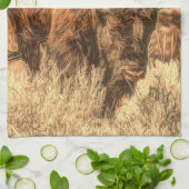 ワイルドウッドランドバイソン キッチンタオル (折り畳み)