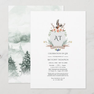 ワイルドウッドランドローレルクレストライフお祝いInv 招待状