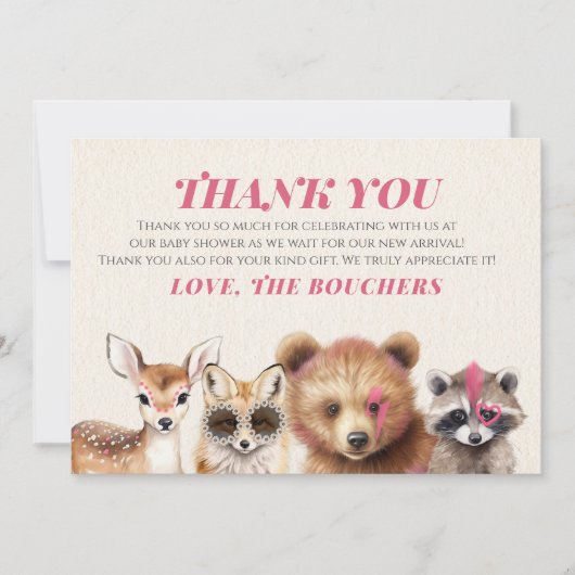 ワイルドウッドランド赤ちゃんシャワーありがとう サンキューカード (正面)