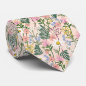 ワイルドウッドワイルドフラワー淡い色のバラ芝模様 ネクタイ (ロール)