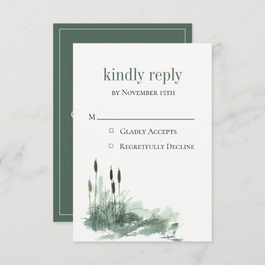 ワイルドウッド魅力的リーズ結婚式RSVPカード 出欠カード (正面/裏面)