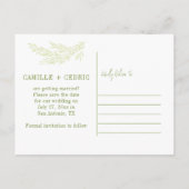 ワイルドウッド・ボタニカルズ ラスティック グリー ネイチャー セーブ・ザ・デート 案内ポストカード (裏面)