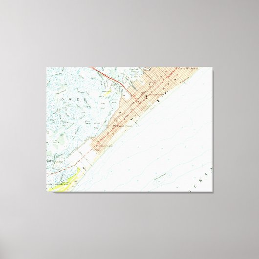 ワイルドウッドNJのヴィンテージ地図（1955年） キャンバスプリント (正面)