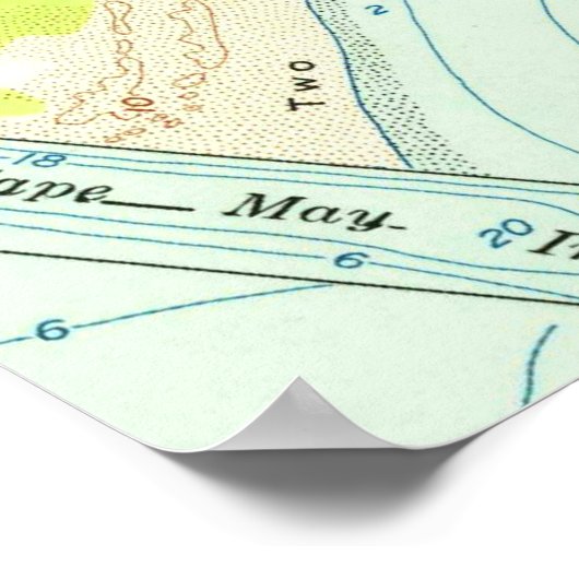 ワイルドウッドNJのヴィンテージ地図(1955年) ポスター (角)