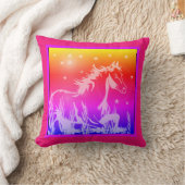 ワイルドウマのグラフィック，ピンク クッション (ブランケット)