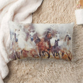 ワイルドウマの水カラーのアートワーク ランバークッション (ブランケット)