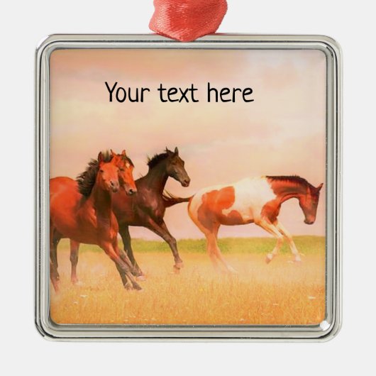 ワイルドウマズアットサンセットセラミックオーナメント メタルオーナメント (正面)