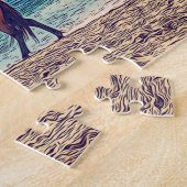 ワイルドウマビーチかわいいパーソナライズされた ジグソーパズル (側面)