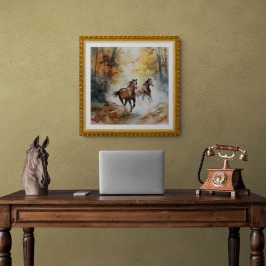 ワイルドウマランニングズフォレストウォーター色 ポスター