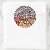 ワイルドウマ抽象芸術アニマルウエスタンロデオアート ラウンドシール (バッグ)