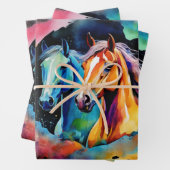 ワイルドウマ走の砂漠の水彩 ラッピングペーパーシート (インサイチュ)