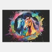 ワイルドウマ走の砂漠の水彩 ラッピングペーパーシート (正面)