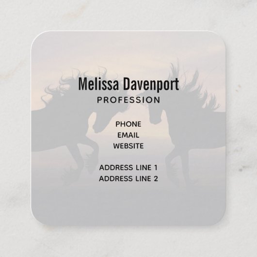 ワイルドウマ踊りシルエットエクエストリアン スクエア名刺 (裏面)