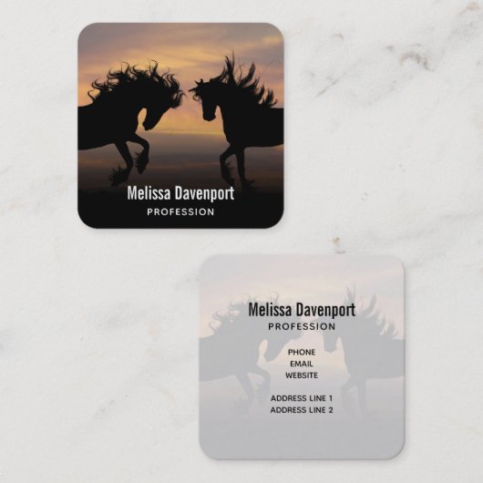 ワイルドウマ踊りシルエットエクエストリアン スクエア名刺 (正面/裏面)