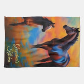 ワイルドウマ*パーソナライズ* キッチンタオル (横)