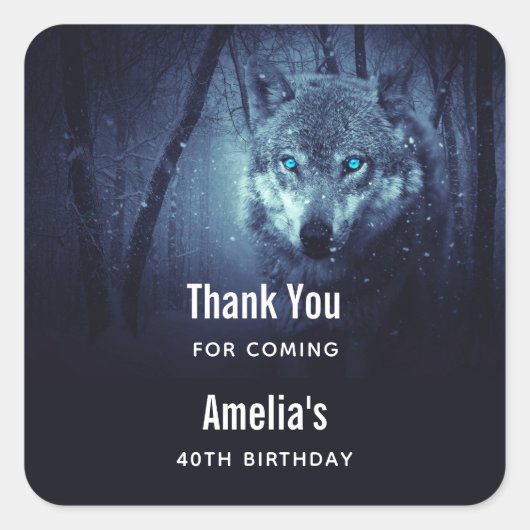 ワイルドウルフと美しい青い目イベントありがとう スクエアシール (正面)