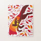 ワイルドウルフキツネ秋紅葉動物野生動物 ジグソーパズル (縦)