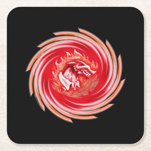 ワイルドウルフジャワリングブラック紙飲み物用コースター スクエアペーパーコースター (正面)