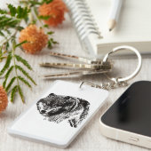 ワイルドウルフブラック&ホワイトアートワーク キーホルダー (正面右)