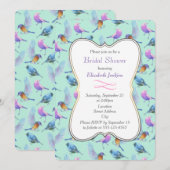 ワイルドエキゾチックバード プリティ ウォーターカラー ブライダルシャワー 招待状 (正面/裏面)