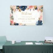 ワイルドエレガンス |ネイビー赤面&金ゴールド結婚ズ・ウェルカム 横断幕 (トレードショー)