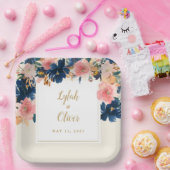 ワイルドエレガンス |ネイビー赤面&金ゴールド結婚ズ ペーパープレート (パーティー)