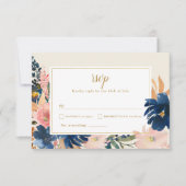 ワイルドエレガンス |ネイビー赤面&金ゴールド結婚ズ 出欠カード (正面)