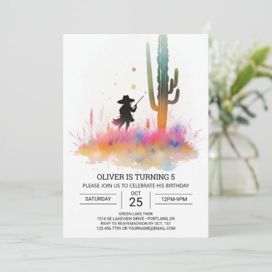 ワイルドエレガントウエストカウボーイ誕生日 招待状 (スタンド正面)