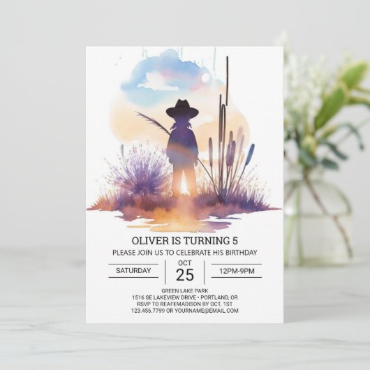 ワイルドエレガントウエストカウボーイ誕生日 招待状 (スタンド正面)