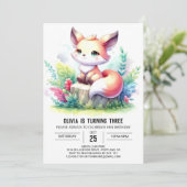 ワイルドエレガントキツネ誕生日デジタル 招待状 (スタンド正面)