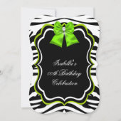 ワイルドエレガントゼブラライムグリーンダイヤモンドパーティー 招待状 (正面)