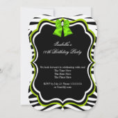 ワイルドエレガントゼブラライムグリーンダイヤモンドパーティー 招待状 (裏面)