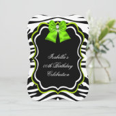 ワイルドエレガントゼブラライムグリーンダイヤモンドパーティー 招待状 (スタンド正面)