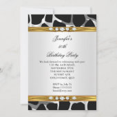 ワイルドエレガント金ゴールド白黒ダイヤモンド誕生日 招待状 (正面)