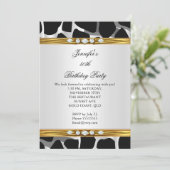 ワイルドエレガント金ゴールド白黒ダイヤモンド誕生日 招待状 (スタンド正面)