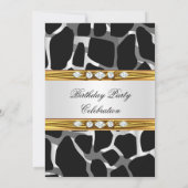 ワイルドエレガント金ゴールド白黒ダイヤモンド誕生日 招待状 (裏面)