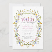 ワイルドエレガント&オンダーフル野花1歳の誕生日 招待状 (正面)