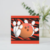 ワイルドオレンジゼブラストライプボーリングパーティー 招待状 (スタンド正面)