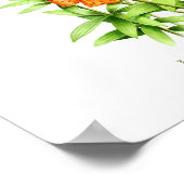 ワイルドオレンジタイガーライズボタニカルアートプリント ポスター (角)