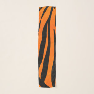 ワイルドオレンジブラックタイガーストライプアニマルプリント スカーフ